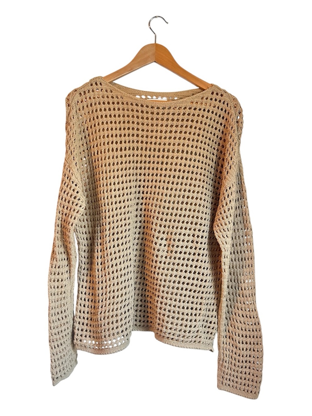 Nine West Open-Knit Sweater - Beige/Cream Size Medium
